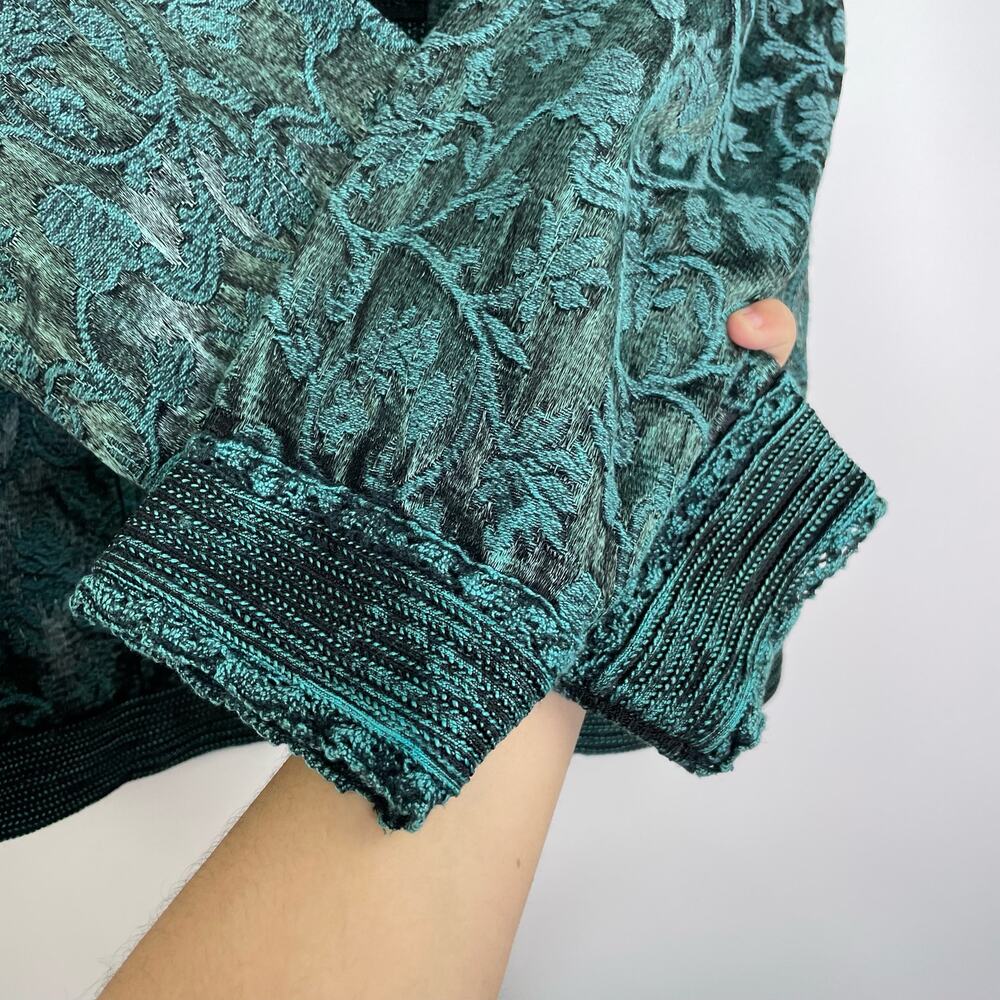 Coldwater Creek green/black tapestry cardigan jacket women's size PM - Picture 4 of 14